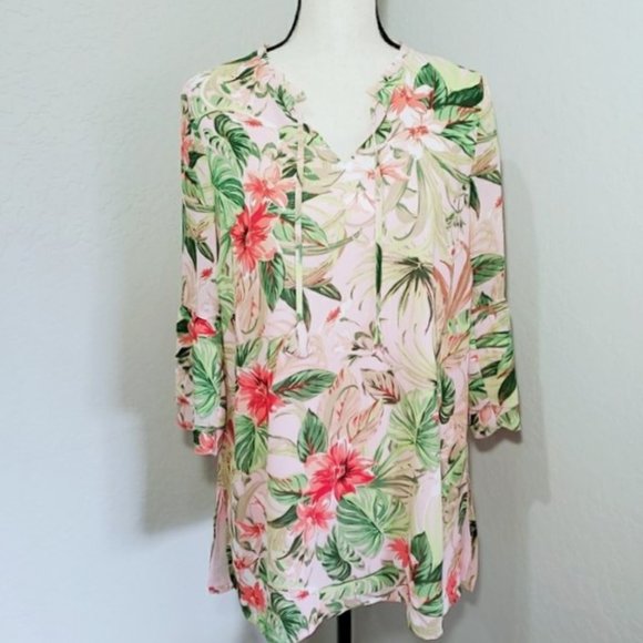 J Jill Tropical Floral Print Tunic XS - Picture 1 of 10